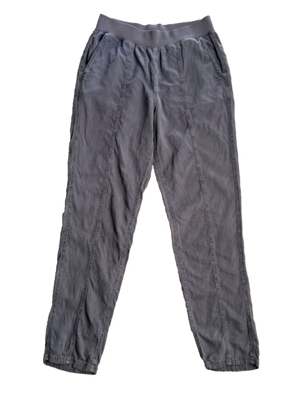 FAHERTY Arlie Day Pant Faded Black Washed Charcoal Tencel Linen Seam Small S